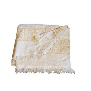 Vintage Cannon Monticello 1 Bath Towel Cream Yellow Sculpted 43x21" Made in USA